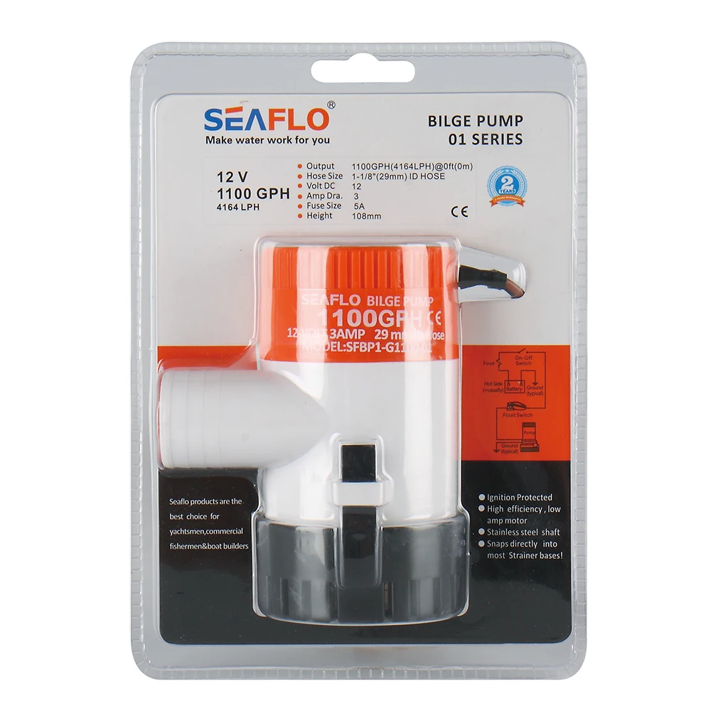 
SEAFLO bilge pump 12v submersible 1100Gph manual water pump 12v dc water pump bilge 