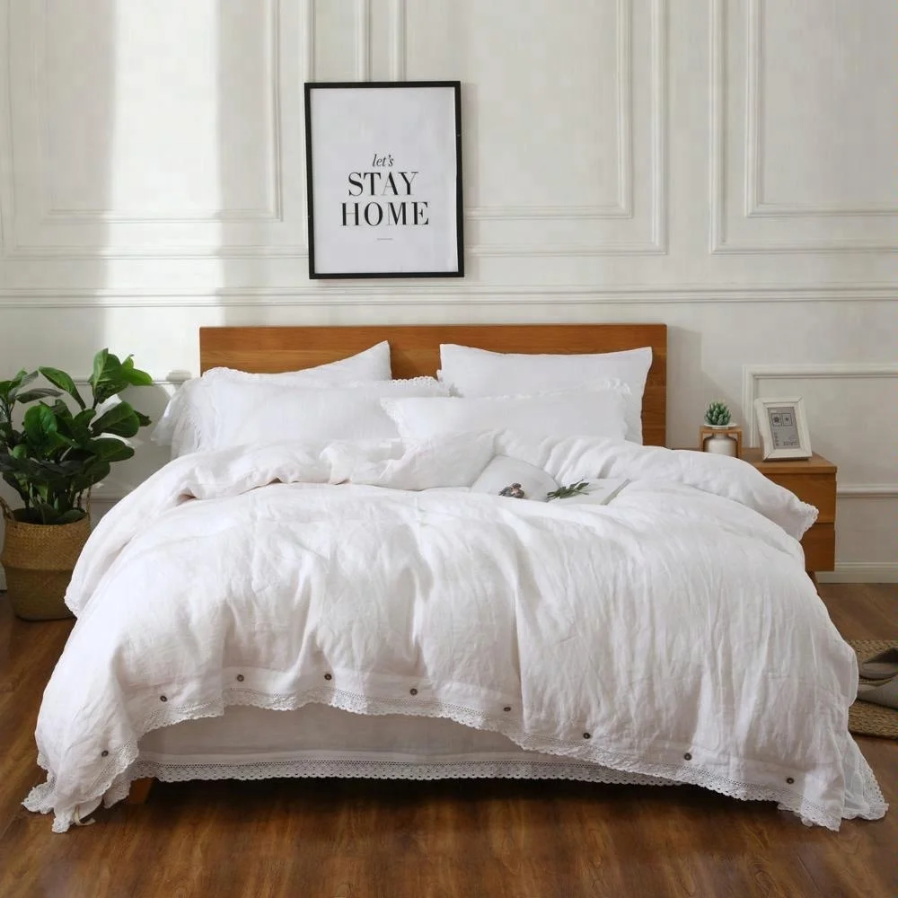 Linen Bed 100% Pure French Linen Duvet Cover Sets Customer Size Bedding ...