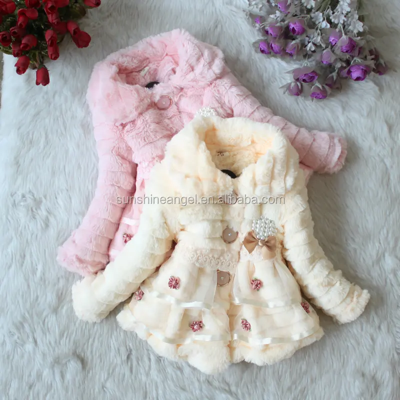 

Wholesale Hot Sale Sweet Korean Warm Kids Winter Fur Coat, Pink;beige;white