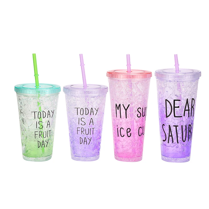 

Promotional Summer Ice Water Cup Frosty Gel Tumbler Double Wall Plastic Cup