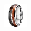 8mm Tungsten Wedding Rings Koa Wood Zebra Arrows Inlay Vikings Hunting Band Jewelry