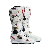 

Cool white waterproof breathable leather sports motorcycle shoes riding racing motorbike motocross knee high boots for men