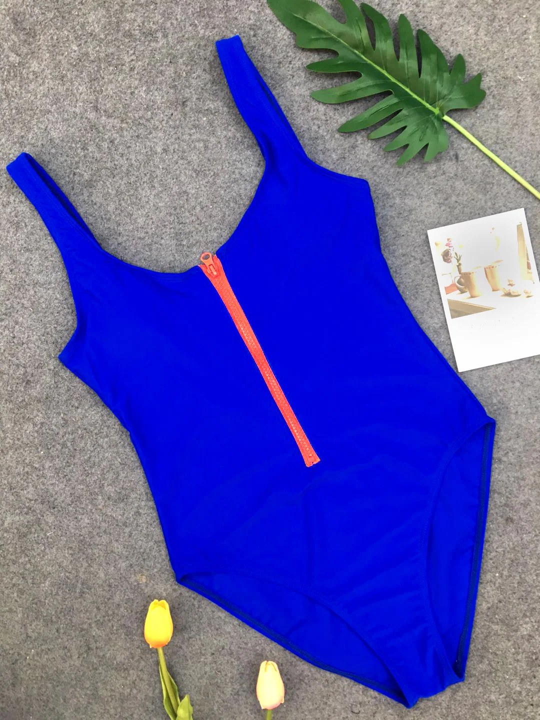 Hot Korean Teen Young Girl Bikini Transparent One Piece Swimwear Blue