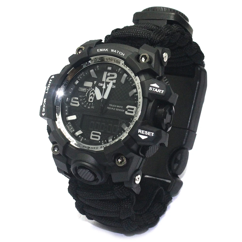 

high quality Luxury waterproof watch face survival paracord watch outdoor sport watch bracelets