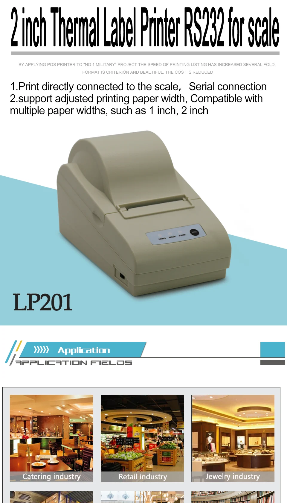 58mm Pos Thermal Printer Label Stickers Waterproof Barcode 2 Inch