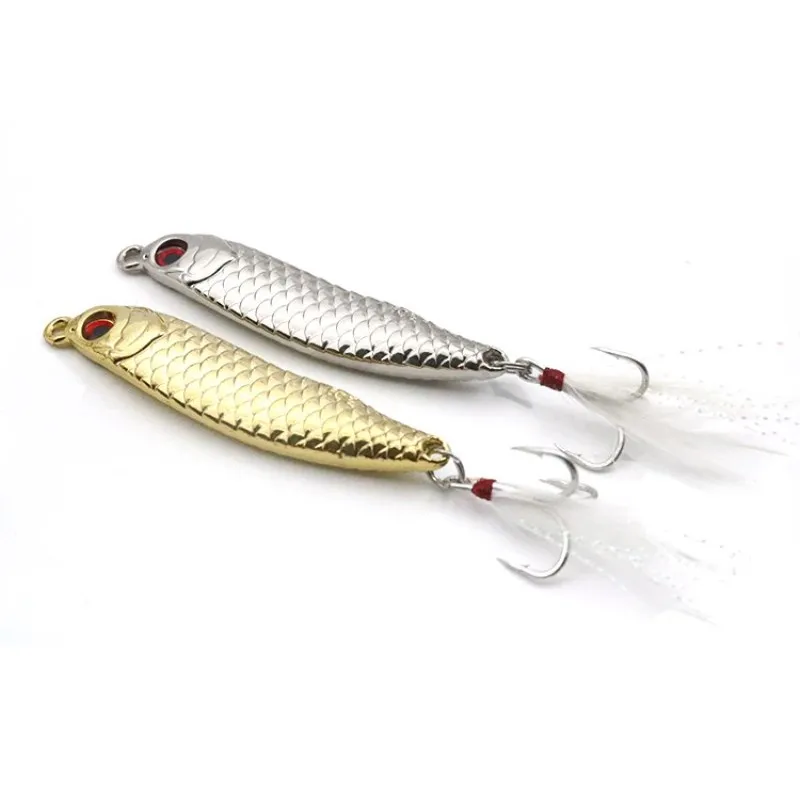 

new design zinc alloy metal jigging lure 10g 15g 20g slow jigging pesca casting lead fish assist hook fishing lure metal jig, Gold,sliver