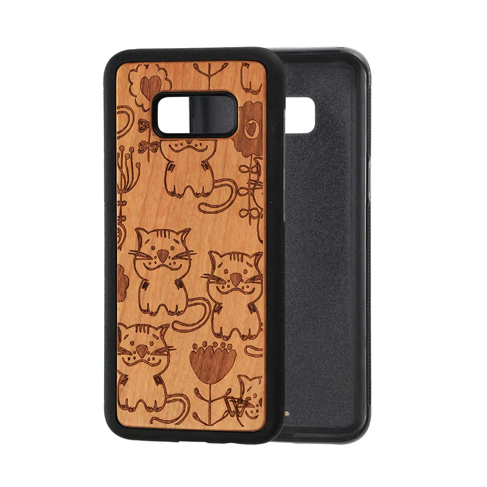 

2020 Hot Engraving Logo Mobile Cell Phone Case For Samsung S8, Original wood color