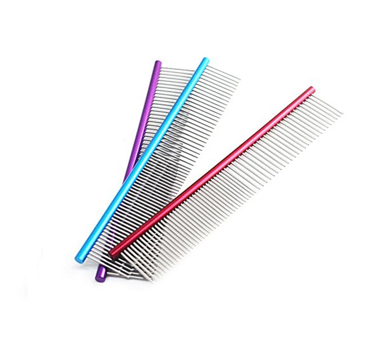 

Colorful Stainless Steel Dog Cat Pet Grooming Comb Row Teeth Needle Hair Trimmer Grooming Comb, Random