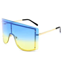 

High Quality Fashion Luxury Rimless Designer Cycling Mask Square Gradient Shades Sunglasses Oversize for Men and Women