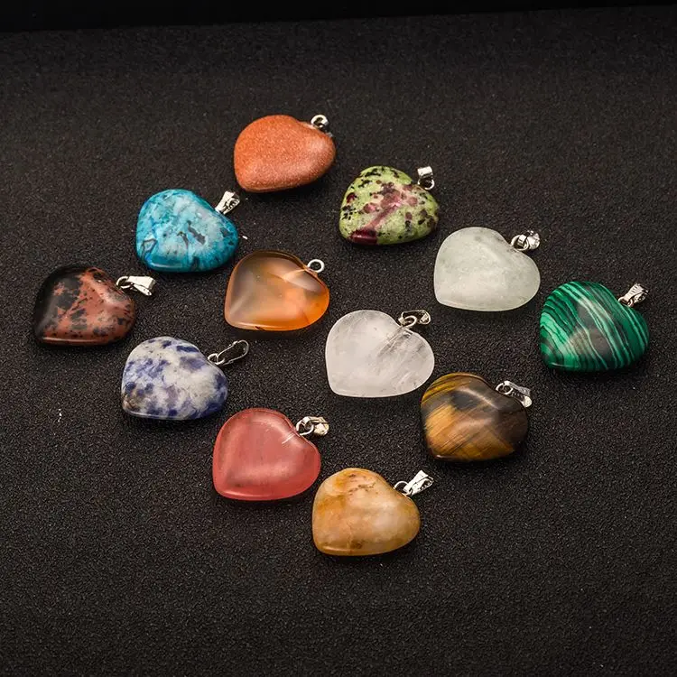

Jewelry Gifts 12 Colors Heart Shaped For Pendant Natural Amber Jadeite Stone, 12 colors as photos