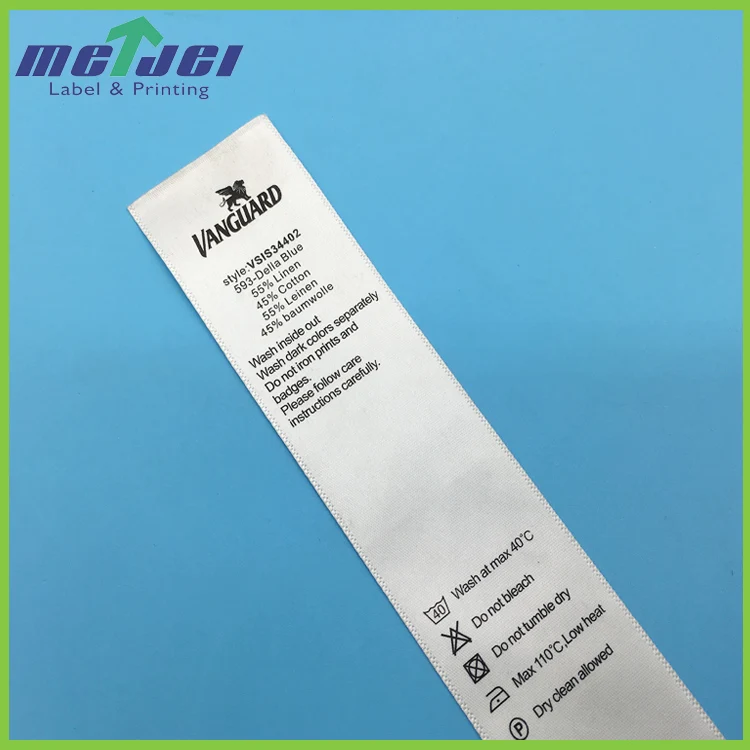 washing instructions printing fabric label