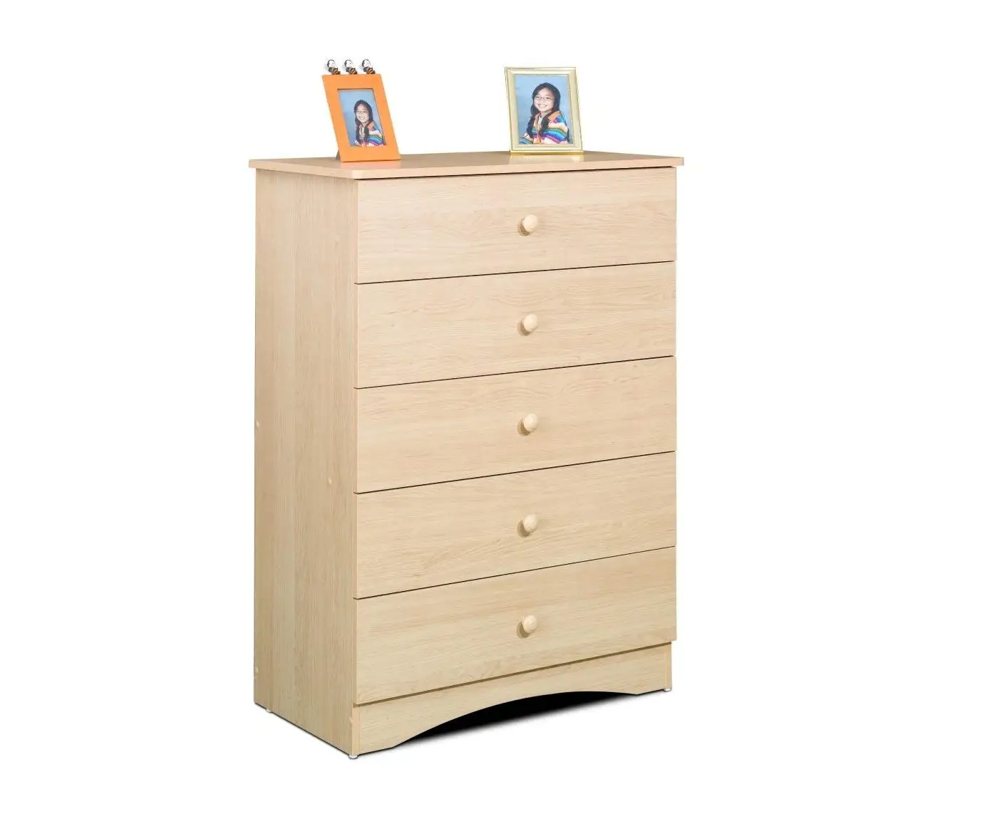Stylish Bedroom 5 Drawer Chest With Elegant Design, Solid Wood Drawer Knob, Metal Drawer Glides, Engineered Wood Construction, Lock Quick Assembly System, Natural Maple Laminate Finish For Protection