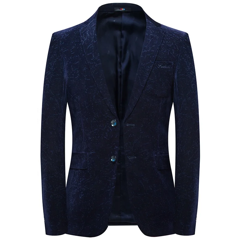 

In-Stock China ShiShi Factory Gold Supplier 100% Polyester Printed Royal Blue Purple Corduroy Istanbul Coat Mens Suit, Dark blue;dark purple