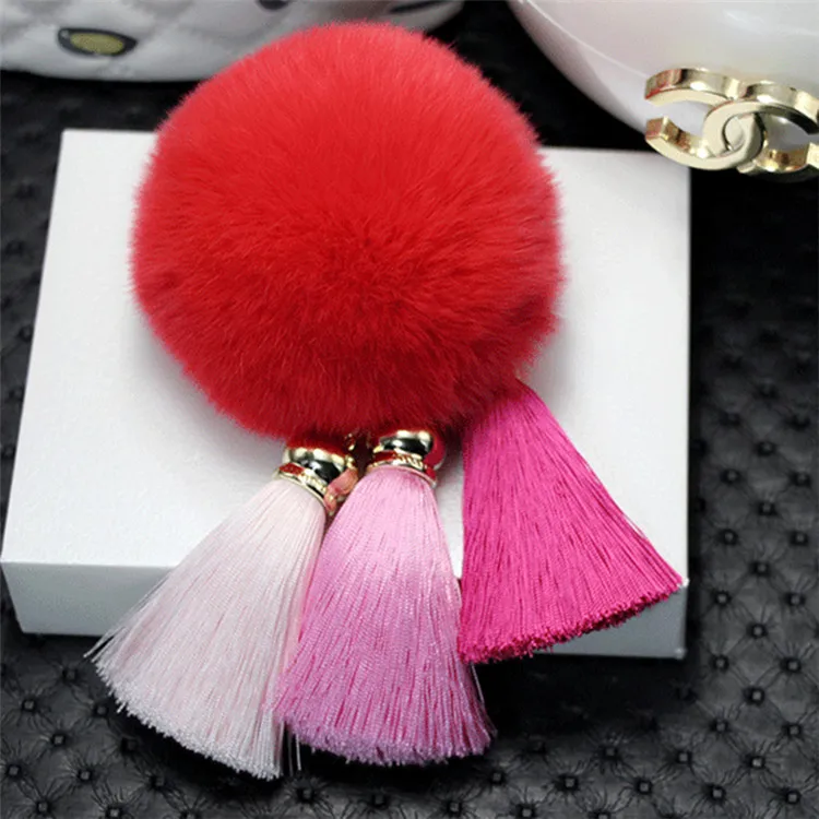 Oem Fuzzy Colorful Decorative Fur Pom Poms/ Rabbit Fur Ball Keychain