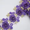 Embroidery designs 3D rose flower polyester decorative embroidery lace trim for lace dress
