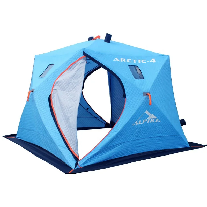 

Outdoors Portable Pop up Ice Fishing Cube Tent 3-4 Person Insulated Winter Fishing tent for extreme weather