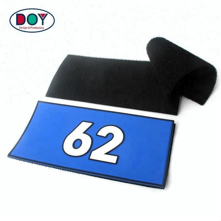 

Rubber Badges Manufacture Hook and Loop Adhesive Custom 3D Numbers Logo PVC Patches for Clothing Arm, Follow pantone color chart