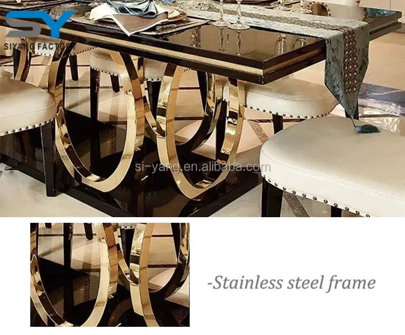 Modern 12 Seater Marble Top Dining Table Train Set Italian Design