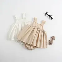 

2019 Summer style organic cotton romper Suspender dress romper baby girl