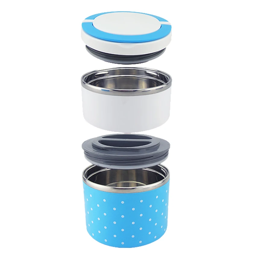 

Colorful 2 layer Stainless Steel Multi-layer Lunch Box For Kids, Green;blue;pink
