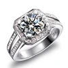 W174 Princess Cut 925 Sterling Silver Cubic Zirconia CZ Halo Promise Engagement Wedding Ring by Moyu
