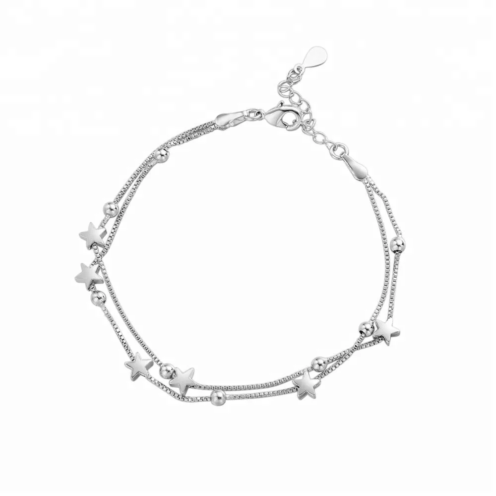 

Double Layer Stars Beads Stretch Bracelet Heart Charm Bracelet Wholesale Chain Silver Jewelry Foot Jewelry Anklet Chain, Rose gold & gold custom