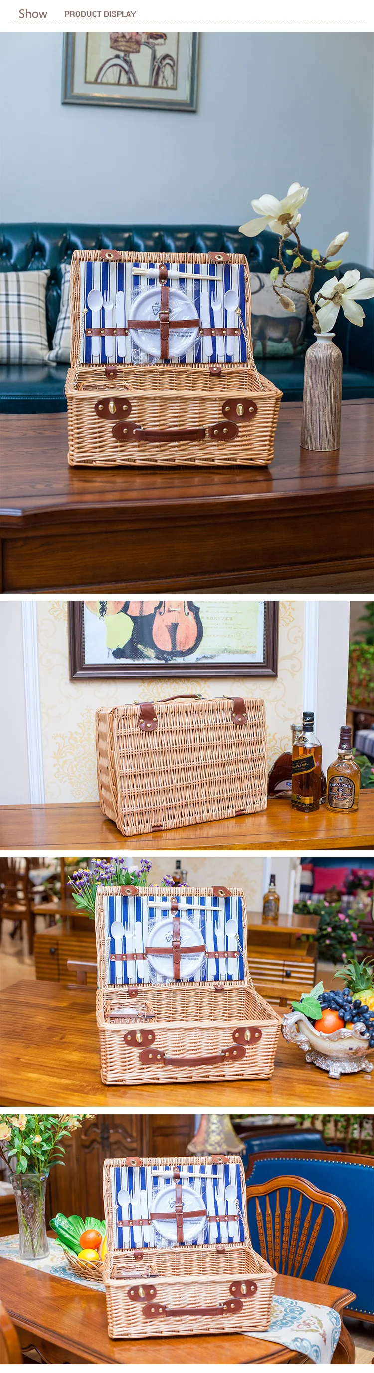 Oem/odm Wholesale Picnic Hamper Wicker Basket Cheap Picnic Basket For 4