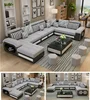 Foshan Furniture Modernos e Luxuosos Sectional Couch Covers U Shape 7 Seater Corner Fabric Sofa for living room