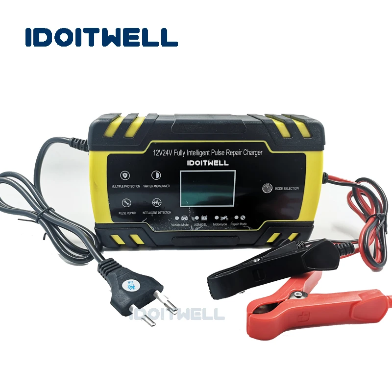 

Automatic 12V 24V Motorcycle Car Battery Charger 12V 8A 24V 4A VRLA SLA AGM GEL charger Pulse Repair lead acid battery charger