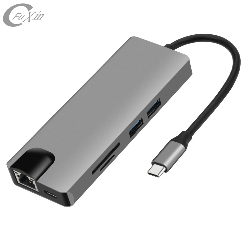 

2018 New Design Usb Por Hub Type C Hub With 4K Uhd Sd/Card Reader For New Laptop, Silver
