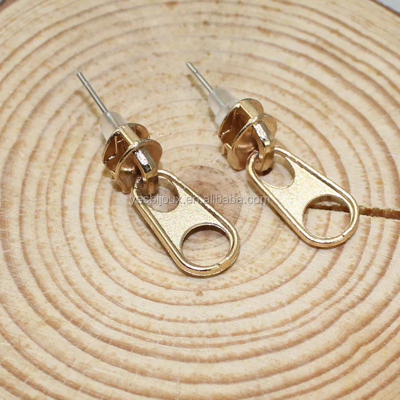 

zipper head earring cheap zip-fastener stick earring jewelry