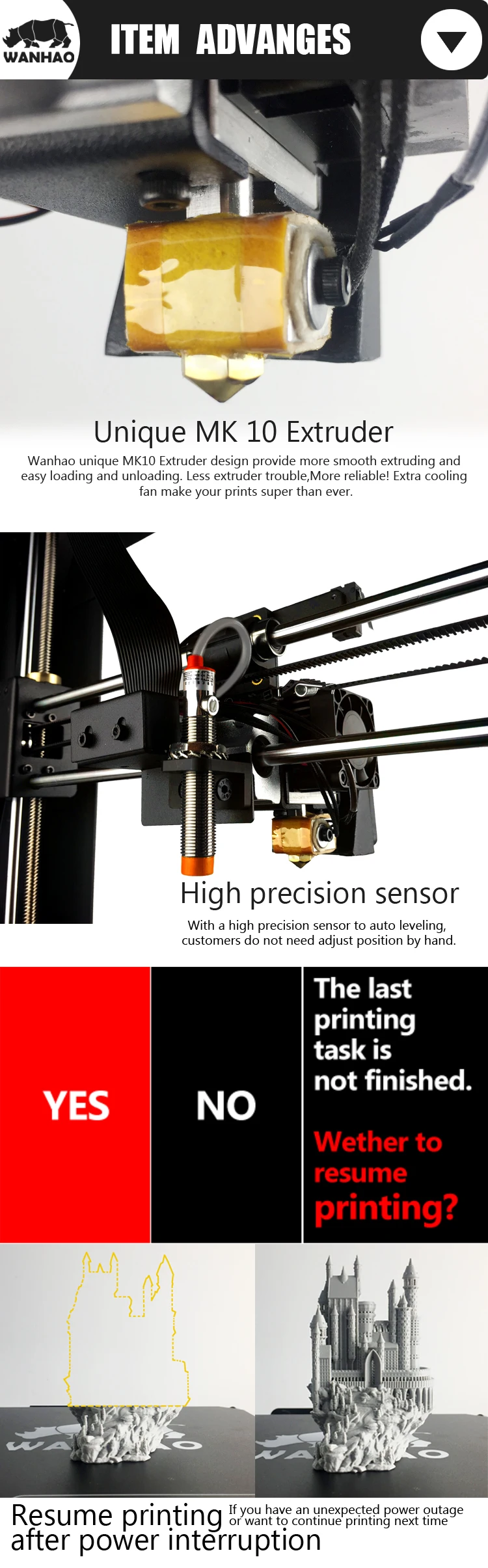 Wanhao Duplicator I3 PLUS Mark II touching LCD screen 3D color Printer Machine PLA ABS Filament