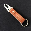 High quality 100% genuine brown leather keychain custom logo black leather key holder with packing paper box