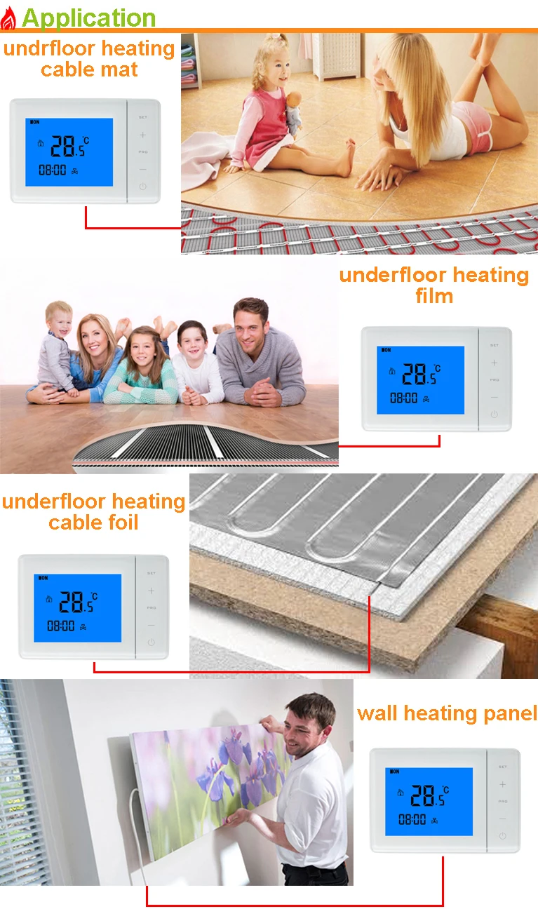 7 Days 6 Periods Programmable Heat Adjustable Differential Thermostat