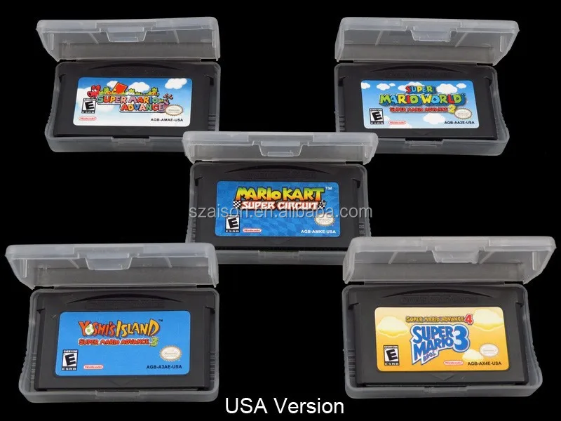 

Most Hot Sell Video Game Cards for GBA SP Mario Games Super Mario Advance Mario Kart, Red,green,blue