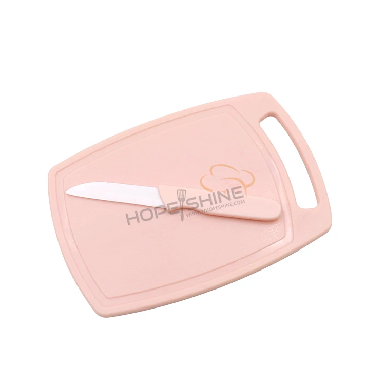  wheat straw fiber non-slip function Eco-friendly plastic cutting board with knife set
