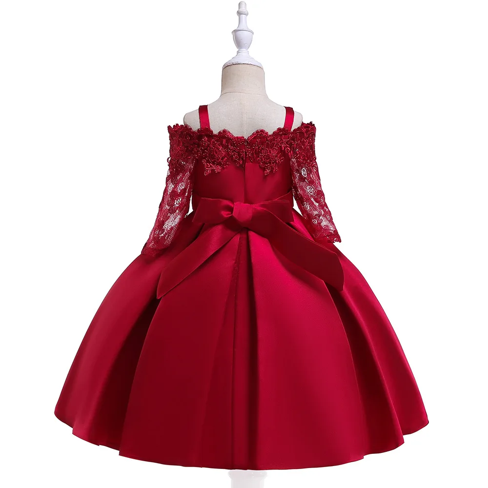 2019 new children's dress big bow girl decal princess skirt word shoulder wedding dress
