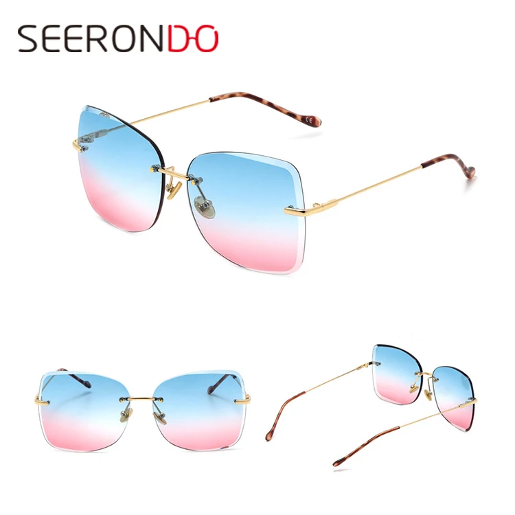 

UV400 Man Woman Gradient Ramp Square Metal Sunglass