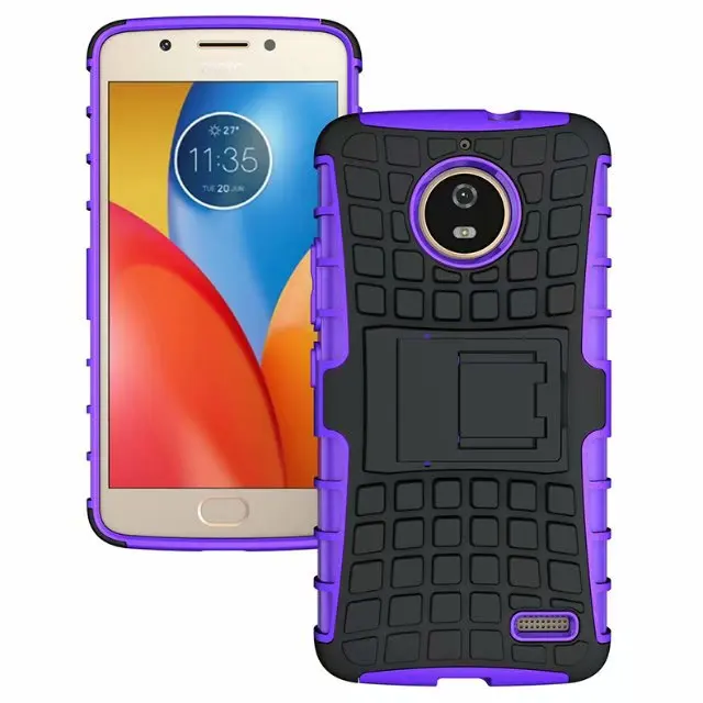 shockproof TPU+PC 2in1 tire pattern bracket cover phone case For Motorola Moto E4