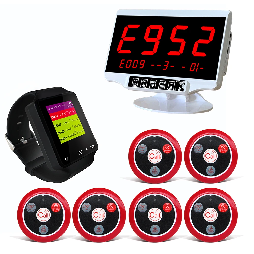 

Artom Wireless table button call waiter system with waterproof watch receiver set in different language and customized free logo