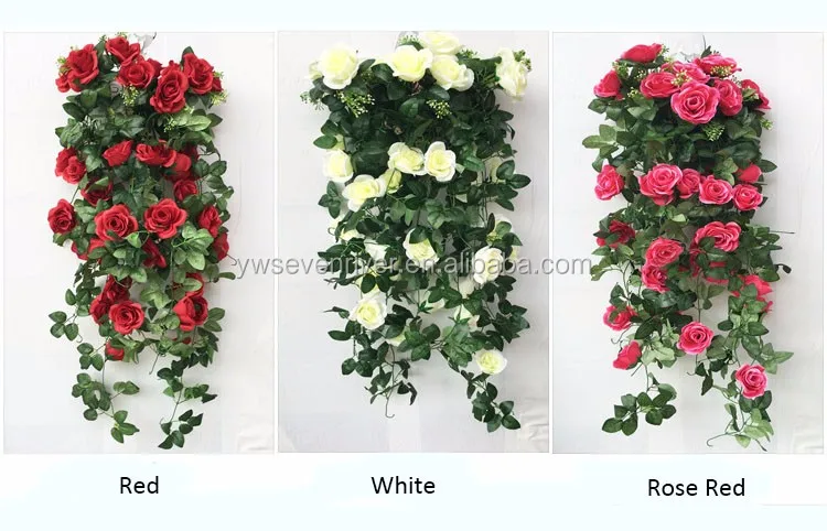 人工壁掛け花吊りバスケット花装飾バラ花つる Buy 造花つる 人工バラのつる 花 Product On Alibaba Com