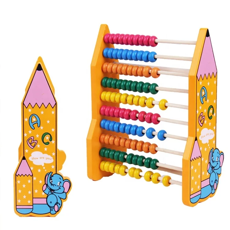 Custom Educational Abacus Math Toys Numbers Counting Montessori Wooden Abacus Beads Toy