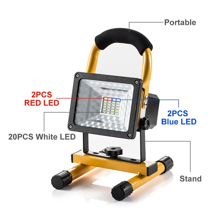 30W Portable COB LED Work Lights with Stand Car Inspection Flashlight Flood Lamp 