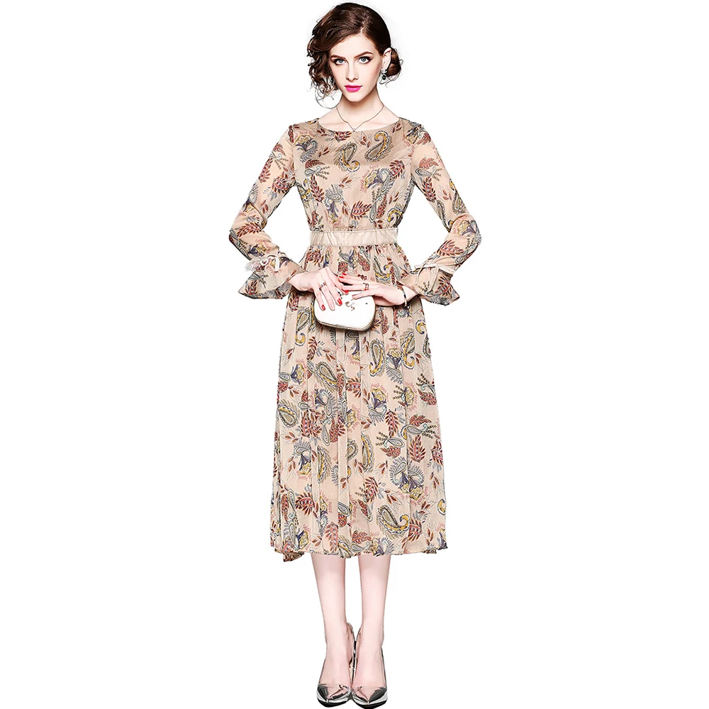 

Fashion Summer Latest Ladies Flower Dress Woman, As picture