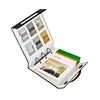 2019 factory price black PU leather wrapped fabric hard cover printed swatch sample book