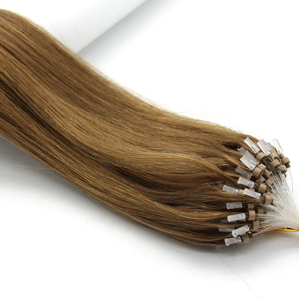 

Wholesale 14-26inch 100s Easy Loop/Micro Ring Beads Indian Remy Human Hair Extensions Straight Light Brown in Stock