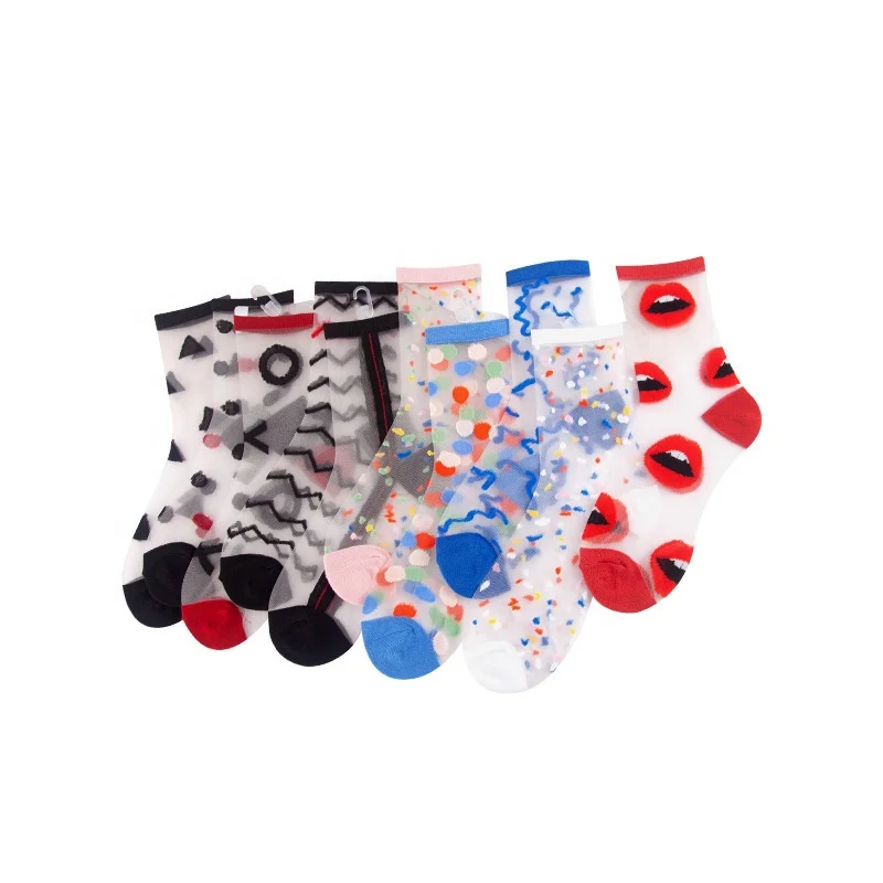 

IG Trendy Design Cute Color Elastic Short Sheer Socks Women Casual, Colorful
