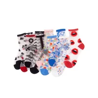 

Summer color fashion Crystal transparent silk socks for women