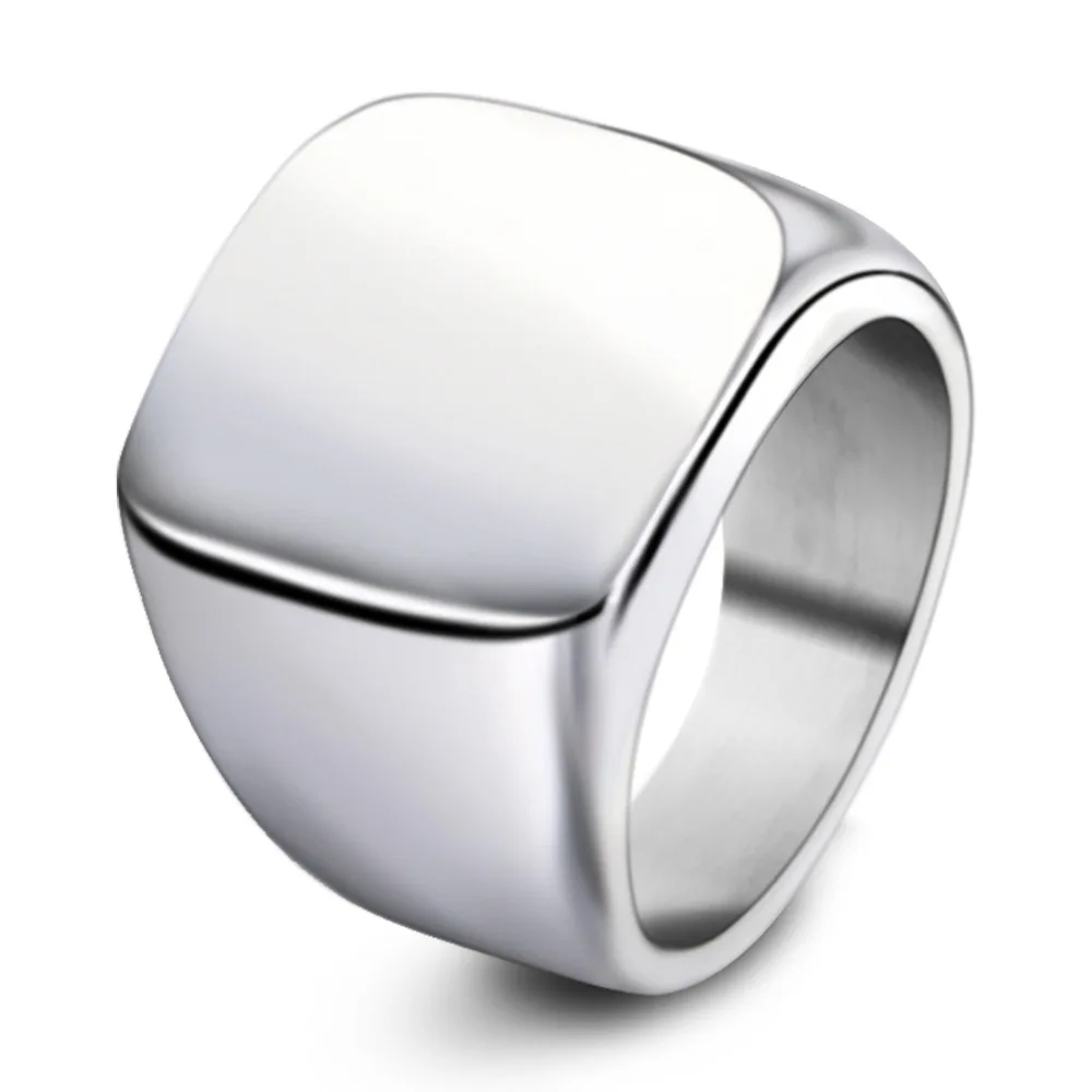 

2018 new products custom jewelry Square Stainless Steel Ring mens titanium rings, Gold;silver;blue;black-stainless steel ring