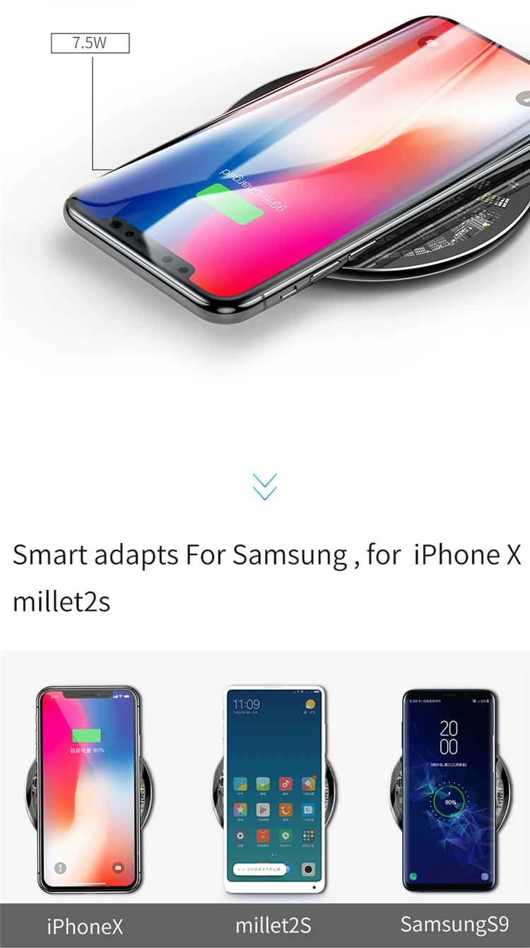 Baseus Ultra-Thin Fast 10w Qi Wireless Fast Charger Pad for Mobile Phone